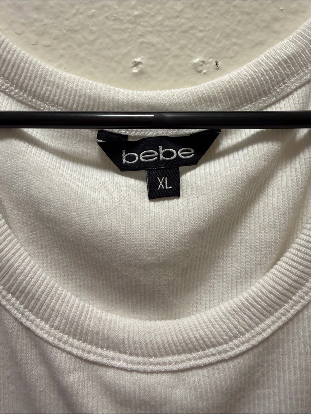 bebe White Rhinestone Logo Ribbed Tank - Picture 3 of 3
